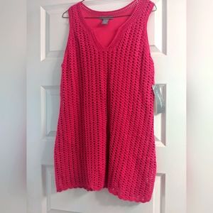 Sleeveless crochet hot pink top